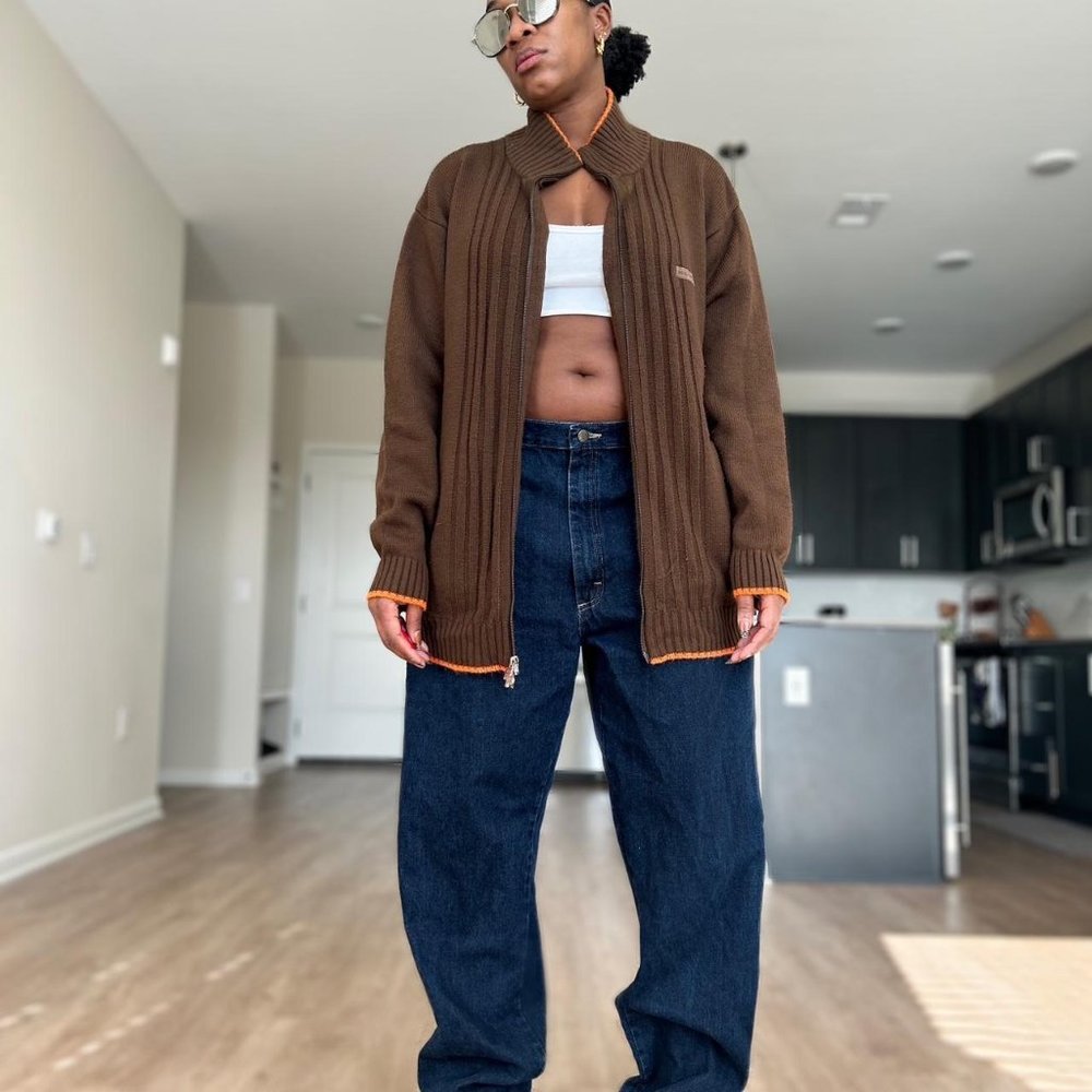 Brown Zip Up Sweater